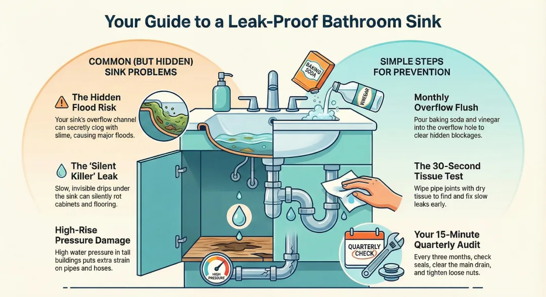 How to Avoid Overflows and Leaks in Your Bathroom Sinks